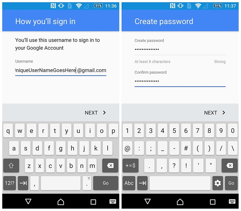 AndroidPIT Create new Google account user name password