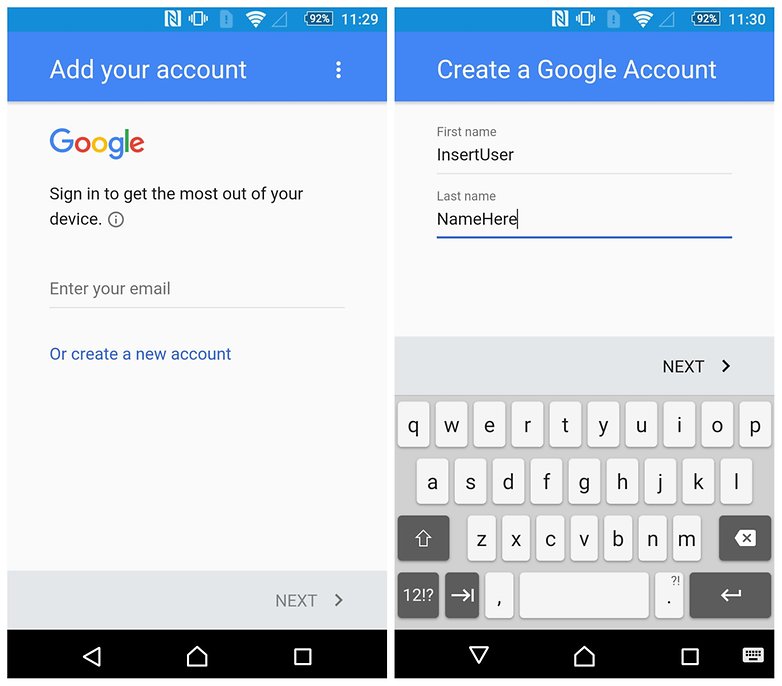 AndroidPIT Create new Google account