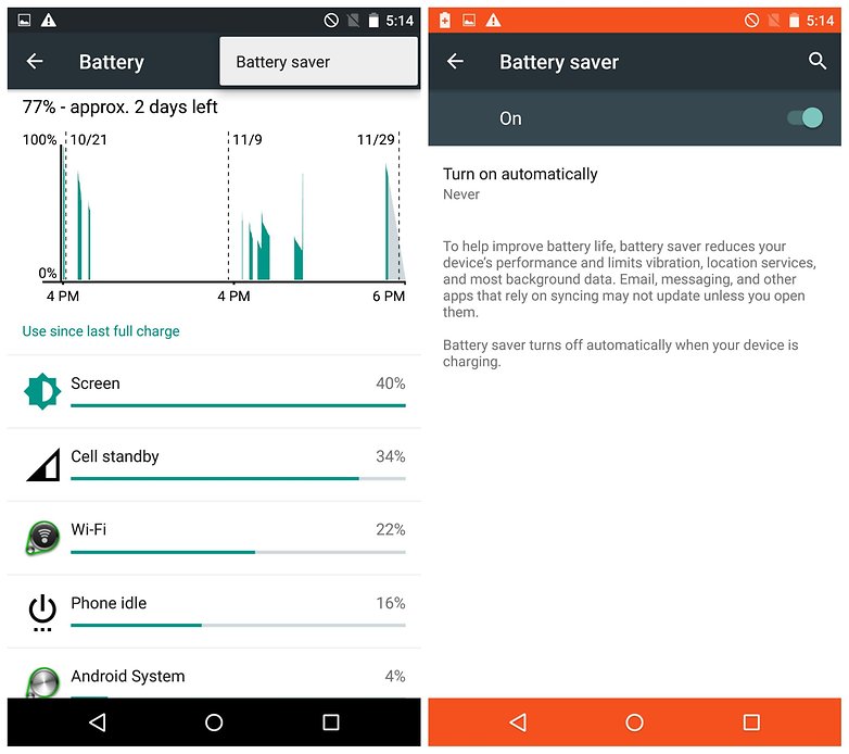 AndroidPIT Moto X Pure battery saver