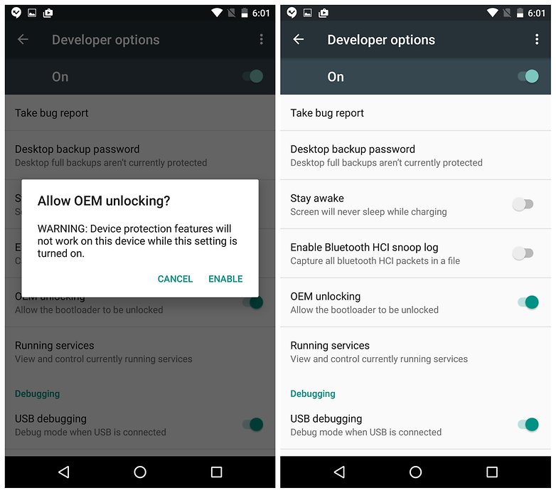 AndroidPIT Nexus 5x developer options oem unlocking