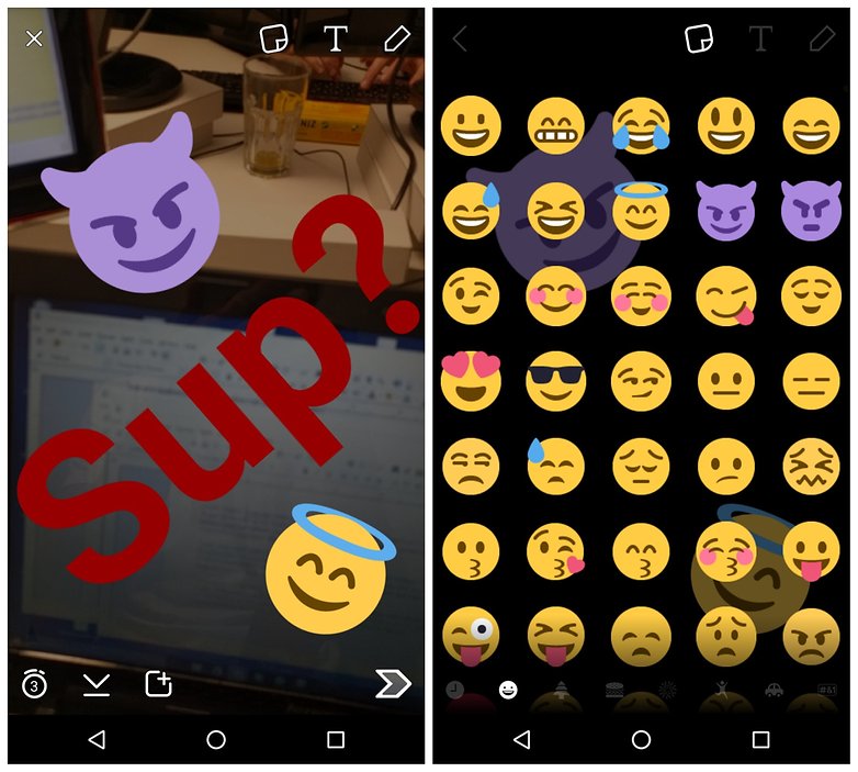 AndroidPIT Snapchat tippek emoji szöveg