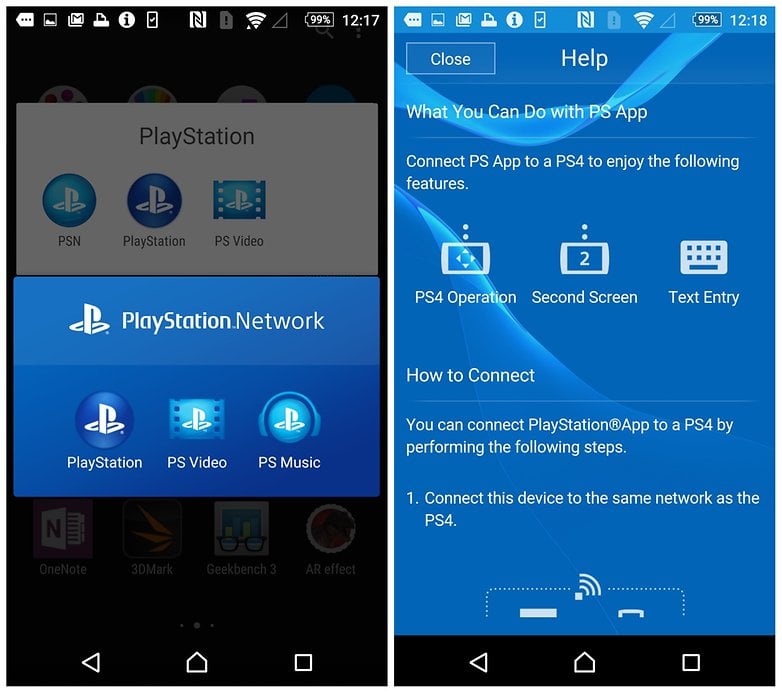 AndroidPIT Sony Xperia Z5 PlayStation Network PS4 connectivity
