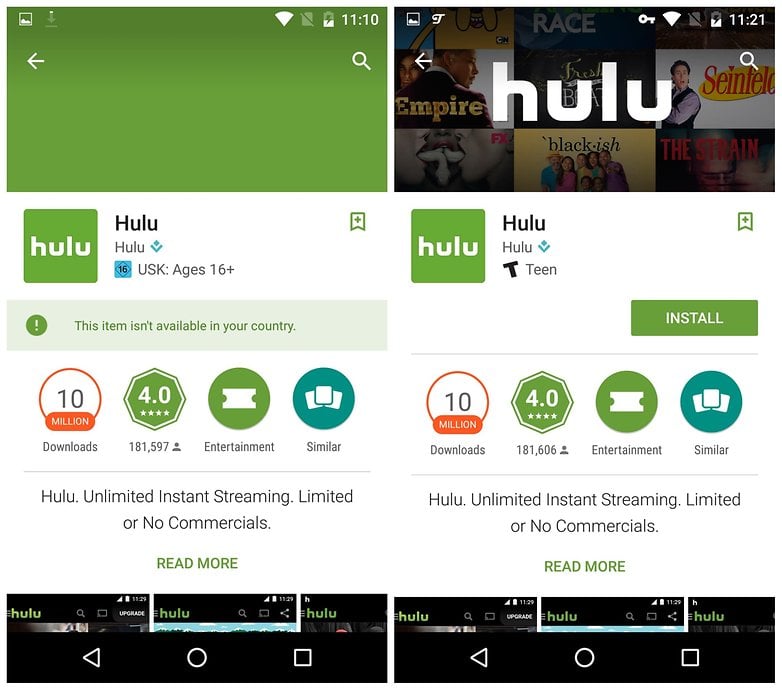 AndroidPIT installera hulu region begränsning