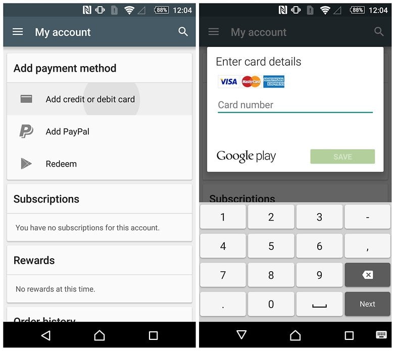 AndroidPIT play store add payment details