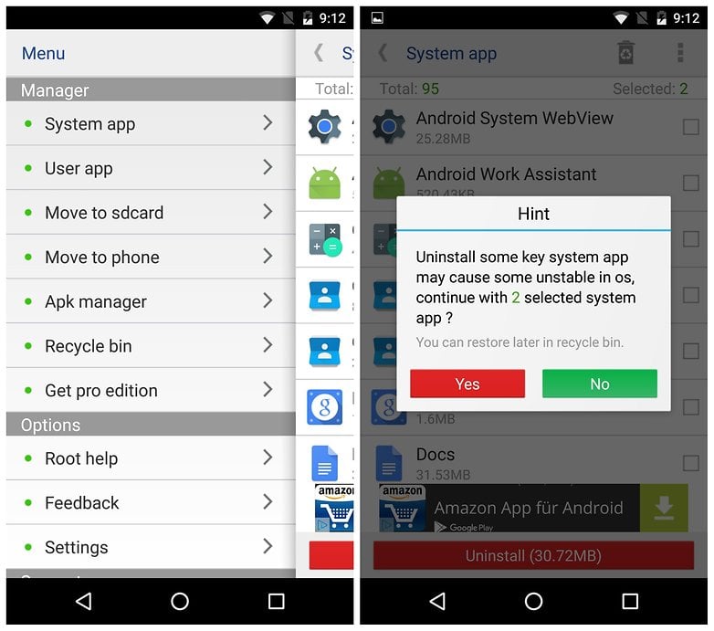 AndroidPIT kořenové aplikace System App Remover