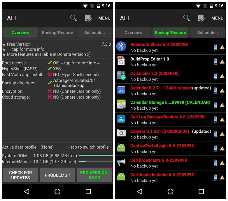 Kořenové aplikace AndroidPIT Titanium Backup
