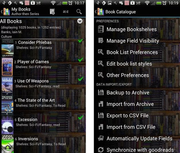 sammel apps book catalogue screenshot