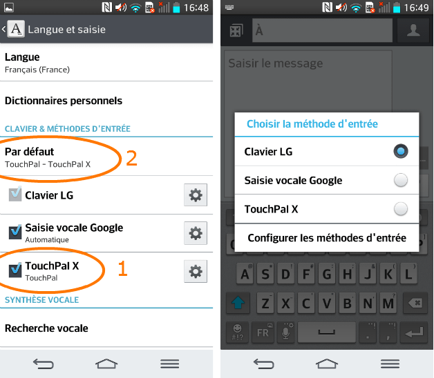 changer clavier android