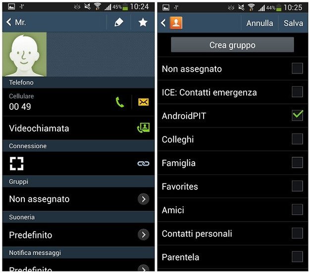 Screenshot crea gruppo quattro