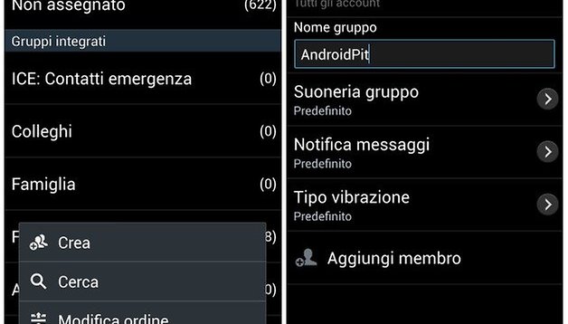 Screenshot crea gruppo tre