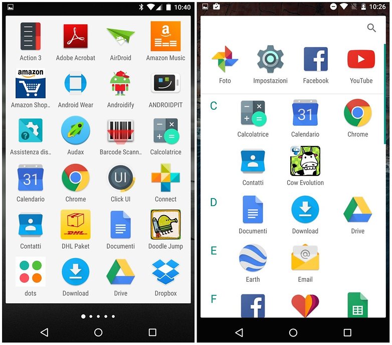 android l vs android m drawer