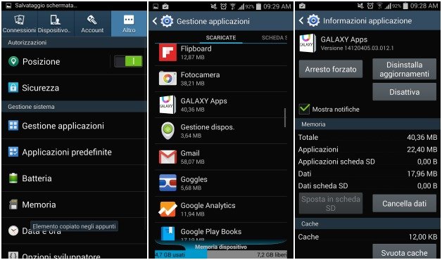 galaxy apps dati cache