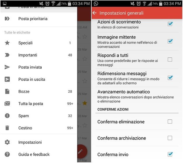 gmail impostazioni