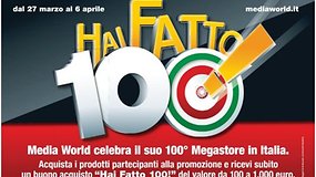 Mediaworld festeggia i 100 negozi con 100 euro di sconto per tutti!