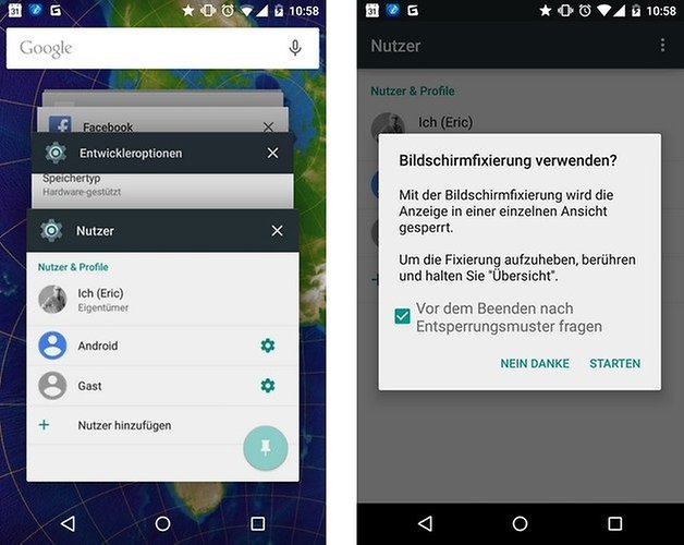 android 50 lollipop bildschirmfixierung