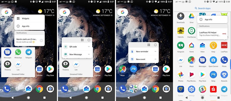 android 8 oreo app shortcuts