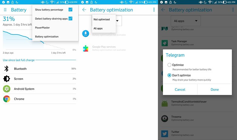 android battery optimizations 2017