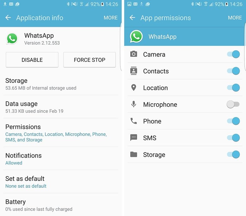 android marshmallow permissions whatsapp