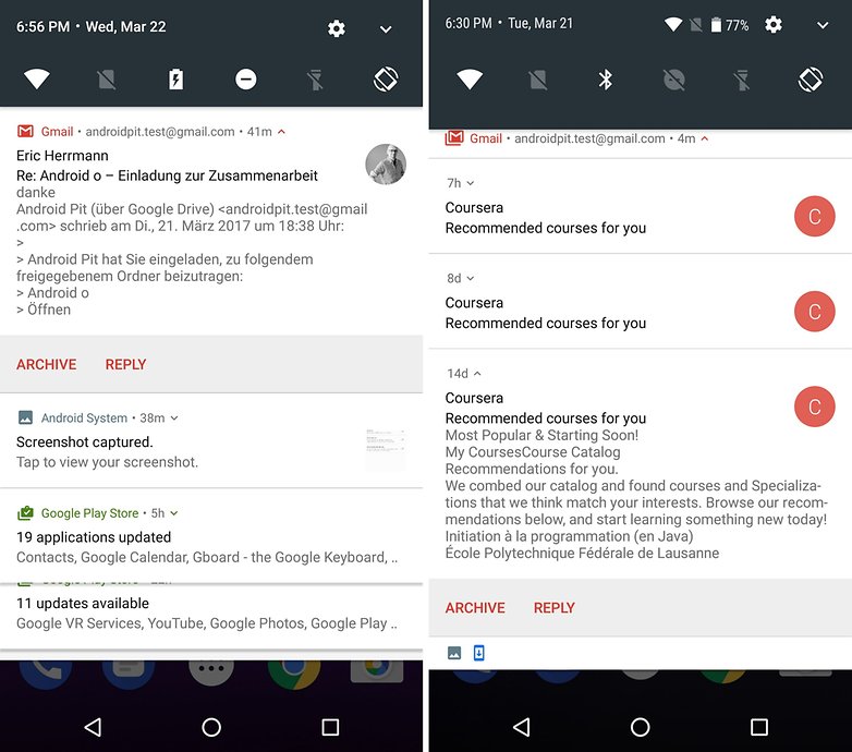 android n vs android o comparison status bar