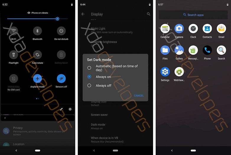 android q dark enable xda leak jan 2019