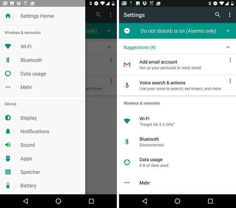 android n settings suggestions