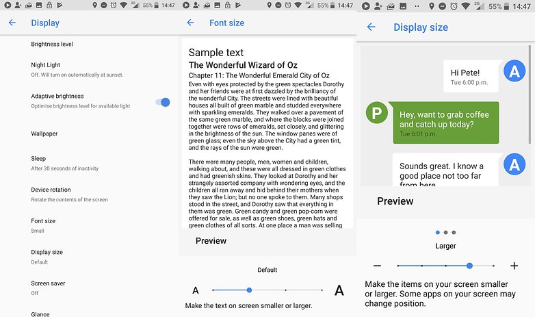 display size android oreo 2017