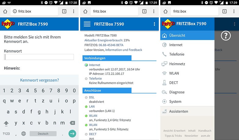 fritzbox web interface