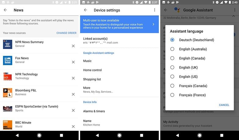 google home setup services news languages