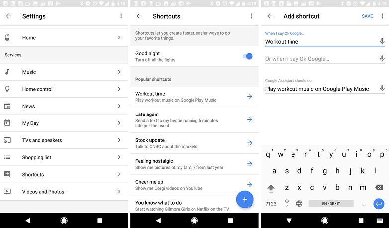 google home shortcuts