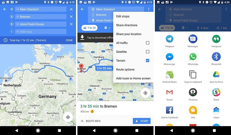 google maps share directions