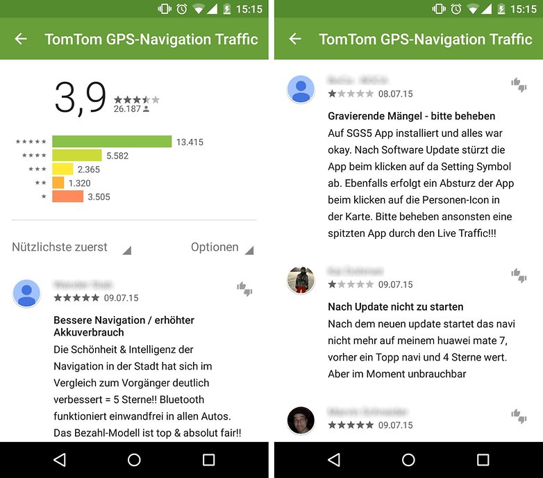 google play store one star rating de