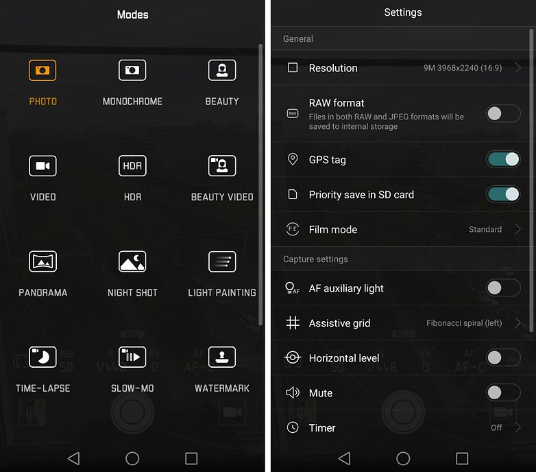 huawei p9 camera options