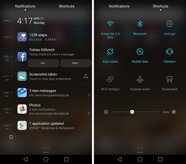 huawei p9 notifications quick settings