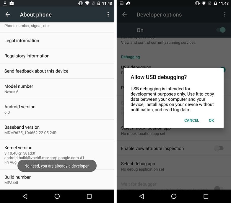 nexus 6 aktiválja az Android hibakeresést