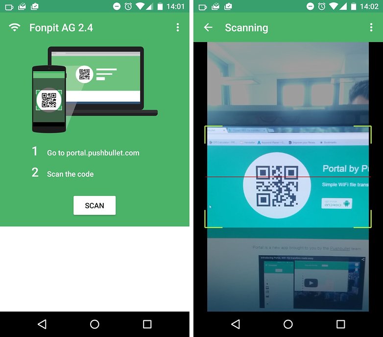 portal pushbullet scan code