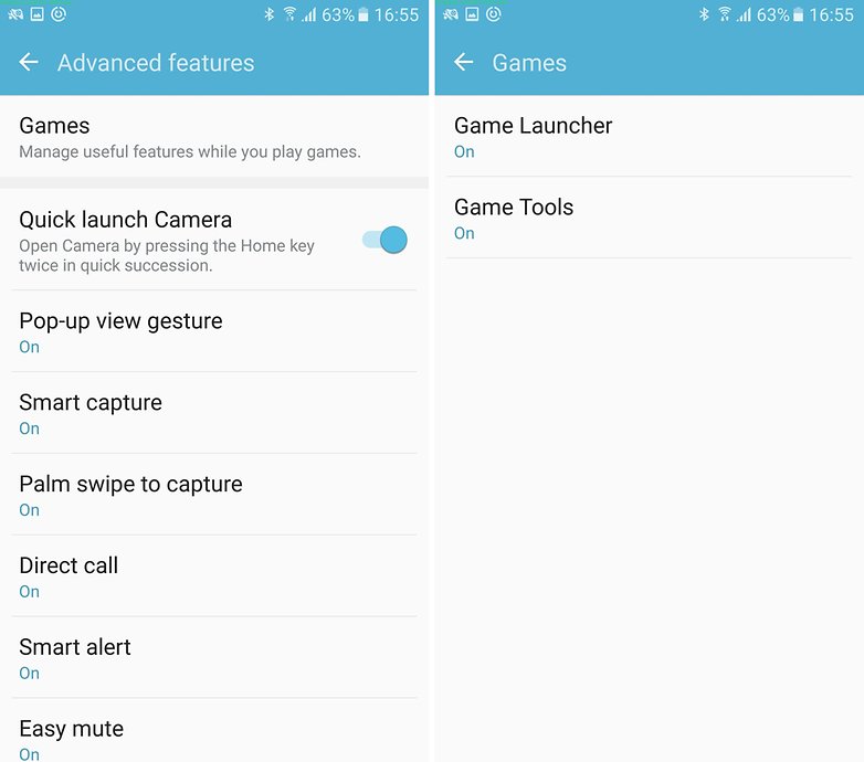 samsung game launcher settings