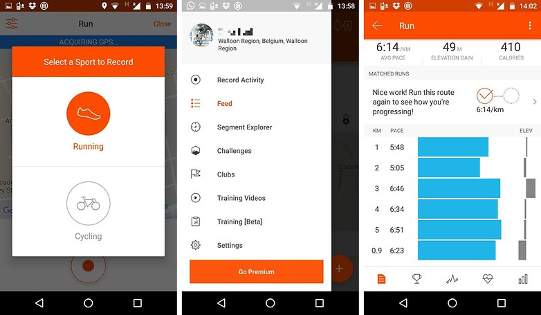 Strava app screenshots