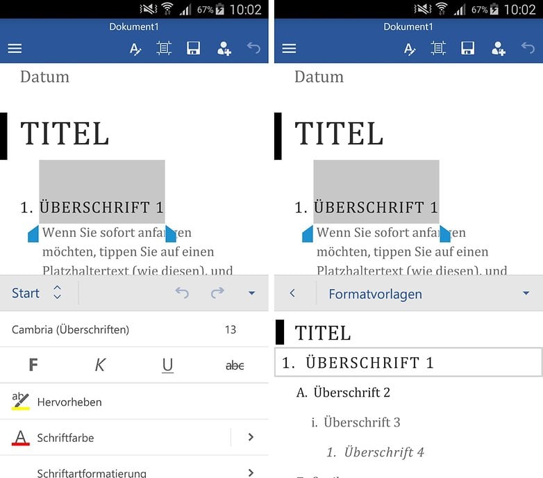 word for android edit document de