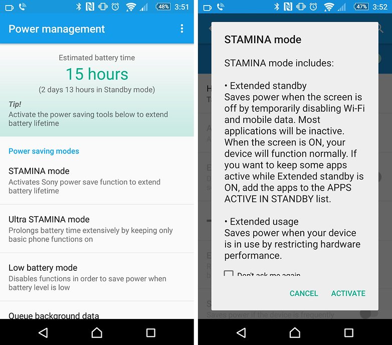 xperia z5 battery options