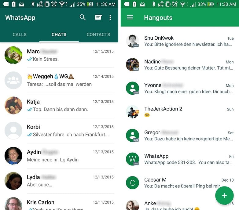 whatsapp vs hangouts chats
