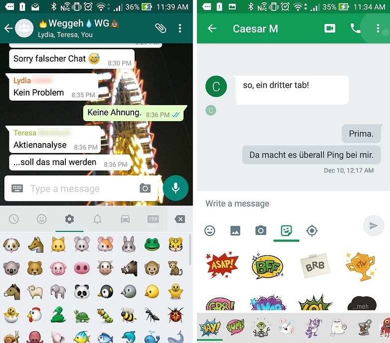 whatsapp vs hangouts stickers emojis