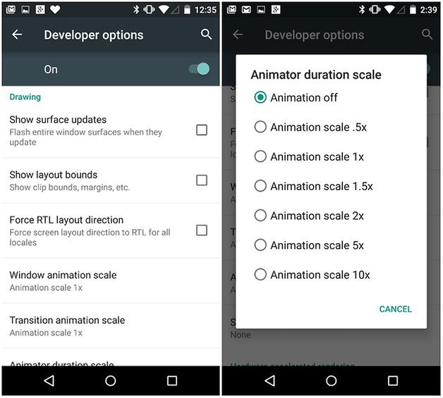 androidpit developer options animations
