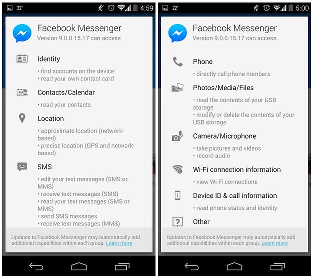 androidpit facebook messenger app permissions en