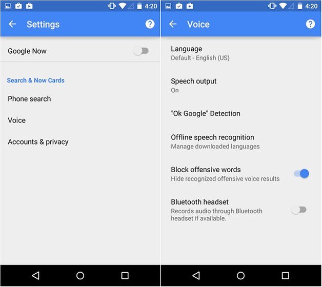 androidpit nexus 5 google now voice settings