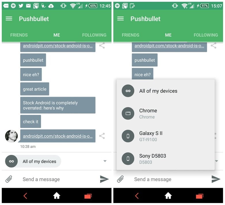 AndroidPIT push bullet screenshot