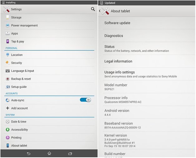 androidpit xperia z3 tablet compact update