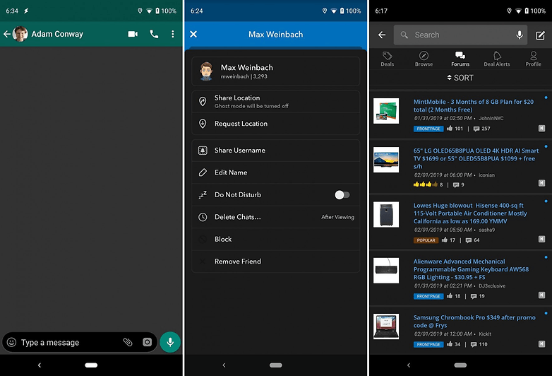 Android Qside WhatsApp Dark Theme side