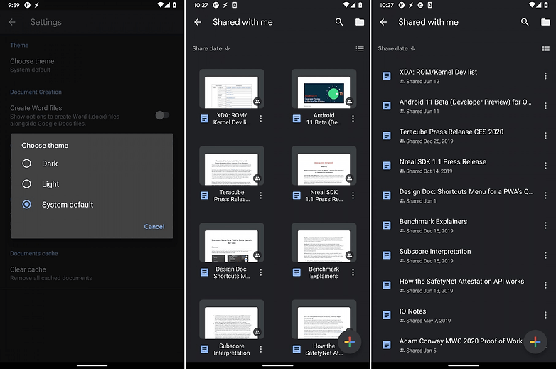 Google Docs Dark Theme 2 side