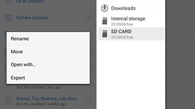 Atualização do Dropbox traz exportação de arquivos para o cartão SD