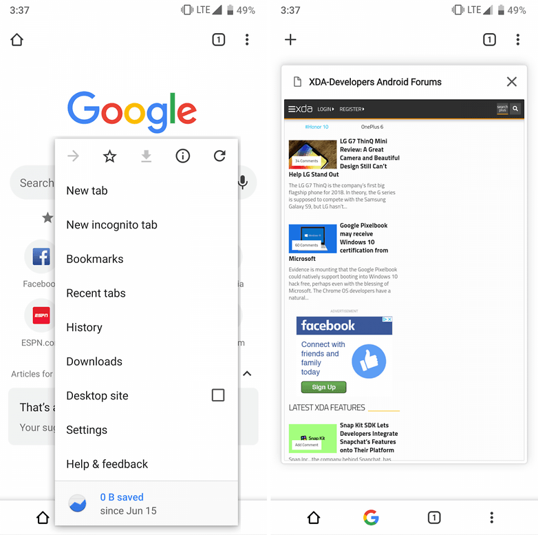 google chrome android new nav bar